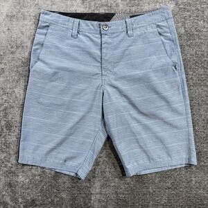 Volcom True To This Shorts Men's Size 32 Blue Striped Hybrid Chino Flat Front